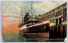 Seattle Washington~Ship SS Prince Rupert @ Grand Trunk Pacific Dock~1911 PC picture