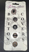 Vintage New PURE ALLURE Metal Button Covers  5Gorgeous Silver & Black Combos NOS picture