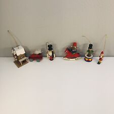 Vintage Christmas Lot miniature Wooden ornaments Unusual Rare Lot Of 6 figures picture