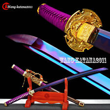 Purple Tachi Full-tang T10 Steel Katana Japanese Handforged Functional Sword  picture