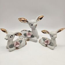 Vintage MCM Cute Deer Figurines Mama & 2 Babies Ceramic CHASE Japan Exquisite  picture