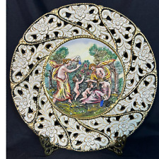 Capodimonte Hand Painted Raised Relief Gilded Signed Numbered Plate 13.5