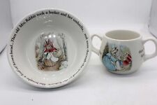 Wedgwood Vintage Peter Rabbit Bowl w Double Handled Cup Beatrix Potter England picture