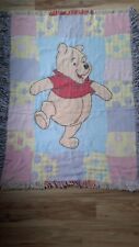 Vintage Disney Winnie the Pooh Fringed Woven Tapestry Baby Blanket Throw picture