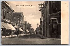 Trenton Missouri~Elm Street Racket Store~Snyder Real Estate~Horse Buggy~1908 B&W picture