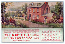 1912 Cheer Up  Coffee The Wason Co. Boston MA August Calendar Antique Postcard picture