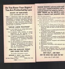 UAW-CIO Facts Card 1950s Union Rights United Auto Workers picture