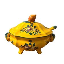 Vintage Italian Pottery Covered Soup Tureen and Ladle Yellow floral picture
