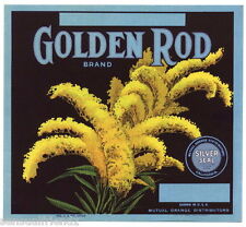    Golden Rod Orange Crate Label Art Print 1930 Redlands San Bernadino  Calif.   picture