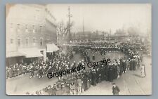 RPPC Military Parade Harvard Square CAMBRIDGE MA Real Photo Postcard 2 picture