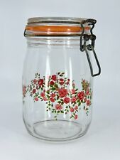 Arc France 1L Clear Glass Lidded Jar Canister w/ Seal - Roses Airtight Canister picture