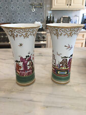 Pair of Chelsea House Chinoiserie Hand Painted Scenic Vases picture