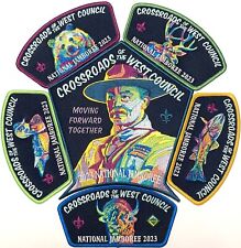 BSA CROSSROADS OF THE WEST COUNCIL 2023 NATIONAL JAMBOREE COLORFUL SET OF 6 picture