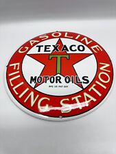Texaco Gasoline Vintage Style Porcelain Enamel Service Station Sign picture