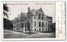 1905 Greetings From Milwaukee Gruss aus Milwaukee Building Wisconsin WI Postcard picture