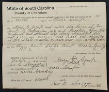 1904 antique ARREST WARRANT cherokee co sc MOSE CAMP scruggs HOUSE BREAKING picture