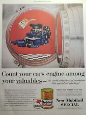Vintage Print Ad 1955 Mobiloil Mobilgas Red Pegasus Valuable Car Engine in Vault picture