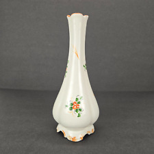 Vintage Italian Ceramic Porcelain Vase Footed Glazed White Floral tapered picture