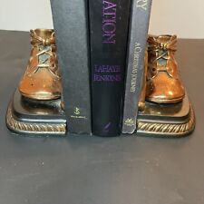Vintage Bronze Pair Of Baby Booties Shoes Bookends 1947 Mid-Century 6 1/4” X 3” picture