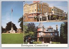 Postcard Torrington CT Coe Park Yankee Pedlar Inn Hotchkiss Flyer House Museum picture