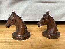 Antique wooden horse head book ends picture