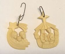 2 Vintage Nativity Holy Family Christmas Ornaments Made In Italy Cream Colored picture