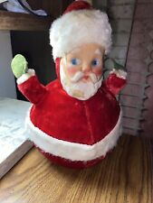 VINTAGE POST-WAR Roly Poly Santa Windup Musical /Fur Beard CELLULOID Face WORKS picture
