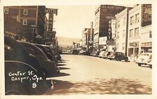 Postcard Casper, Wyoming: View of Center Street, RPPC, Posted 1944, Cars, Signs picture