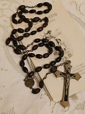 Antique Victorian France Mourning Wood Bead Catholic Nuns Rosary Prayer Religiou picture