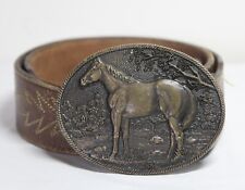 Solid Brass Montana Silversmith Horse Buckle and Belt picture
