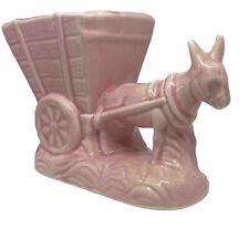 VINTAGE CAMERON CLAY POTTERY DONKEY PULLING CART CERAMIC PLANTER picture