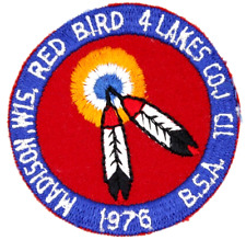 1976 Camp Red Bird Patch Four Lakes Council Boy Scouts BSA Thread Break WI picture