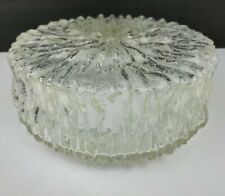 Vintage Ceiling Globe Shade Cover Glass ICE Clear Drum Round Thick Crystal  picture