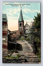 Harpers Ferry WV-West Virginia, Steps At Old Catholic Church, Vintage Postcard picture