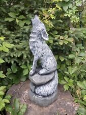 Chainsaw Carved Howling Wolf Coyote Fox Wood Carving Statue Art picture