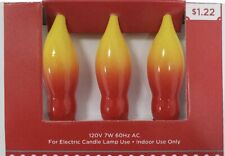 3 New Holiday Time Christmas Candle Red Orange Flame Glass Bulb C7 7W Candelabra picture