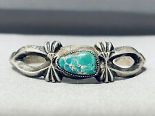 STUNNING VINTAGE NAVAJO CARICO LAKE TURQUOISE STERLING SILVER BRACELET picture