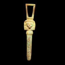 LARGE UNIQUE Antique Egyptian Sistrum Shaped with the Name of King Amasis Mask picture