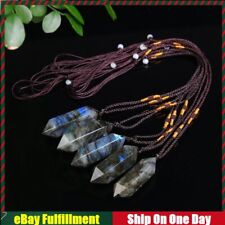 10pcs AAA Wholesale Natural Colorful Labradorite Pendant Quartz Crystal Necklace picture