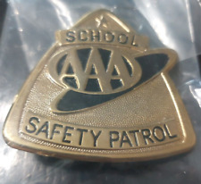 Vintage Brand New AAA School Safety Patrol Gold Black Metal Badge Pin picture