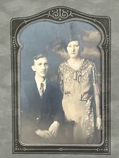 Antique Tri-Fold Cabinet Card Photograph 1920’s Casual Husband Wife Siblings picture