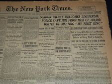 1927 MAY 30 NEW YORK TIMES NEWSPAPER - LONDON WELCOMES LINDBERGH - NT 9552 picture