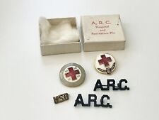 WW2 American Red Cross Enameled Hospital & Recreation Volunteer Pins Lot picture