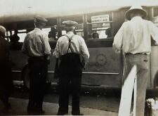 Men Standing By Camp Mabry Texas Bus B&W Photograph 2.75 x 3.75 picture