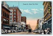 c1910's Fourth Street Buildings And Shops Sioux City Iowa IA Posted Postcard picture