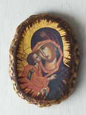 Virgin Mary and Baby Jesus Icon Greek Orthodox Byzantine Handmade 4X3