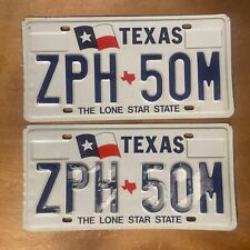 1990s Texas License Plate Pair # ZPH-50M picture