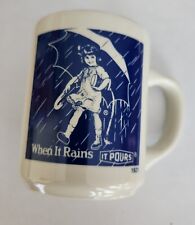 Vintage 1970s Morton Salt Ceramic Mug, 1921 Umbrella Girl When It Rains It Pours picture