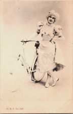 c1900s French PostcardRPPC Lady & Bicycle D. H. C. No 1447 Unposted picture