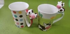 Indra Cow Mugs Set of 2 Cow Figure on Handle 12oz picture
